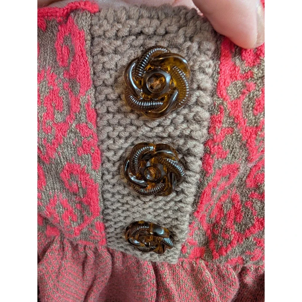 Free People Babydoll Tunic Women Wool Blend Paisley Knit Top -‎ Size XS